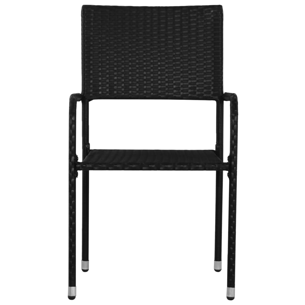 vidaXL Patio Dining Chairs 4 pcs Stackable Black Poly Rattan-2