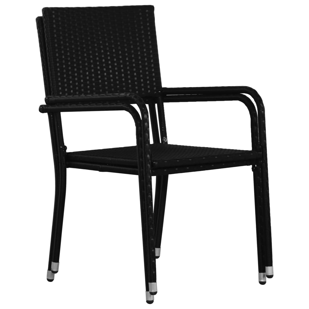 vidaXL Patio Dining Chairs 4 pcs Stackable Black Poly Rattan-3