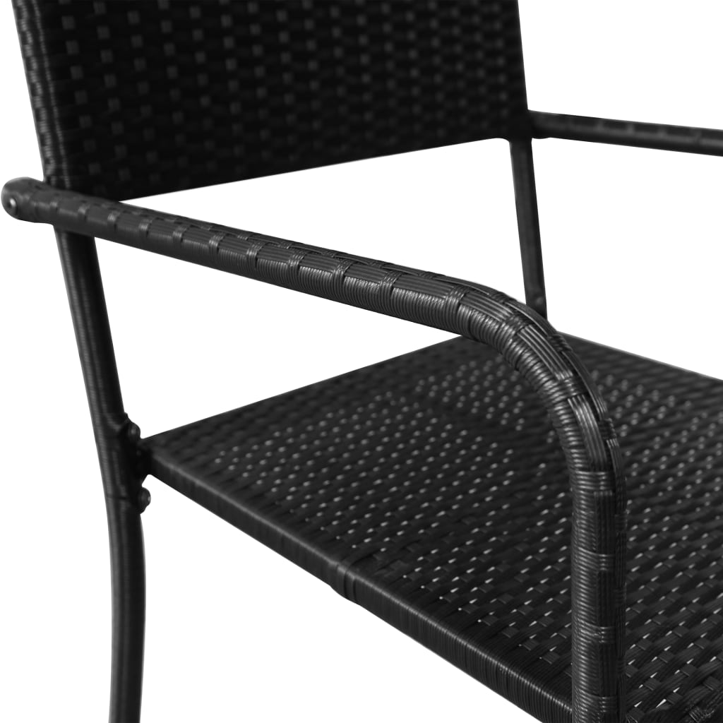 vidaXL Patio Dining Chairs 4 pcs Stackable Black Poly Rattan-4