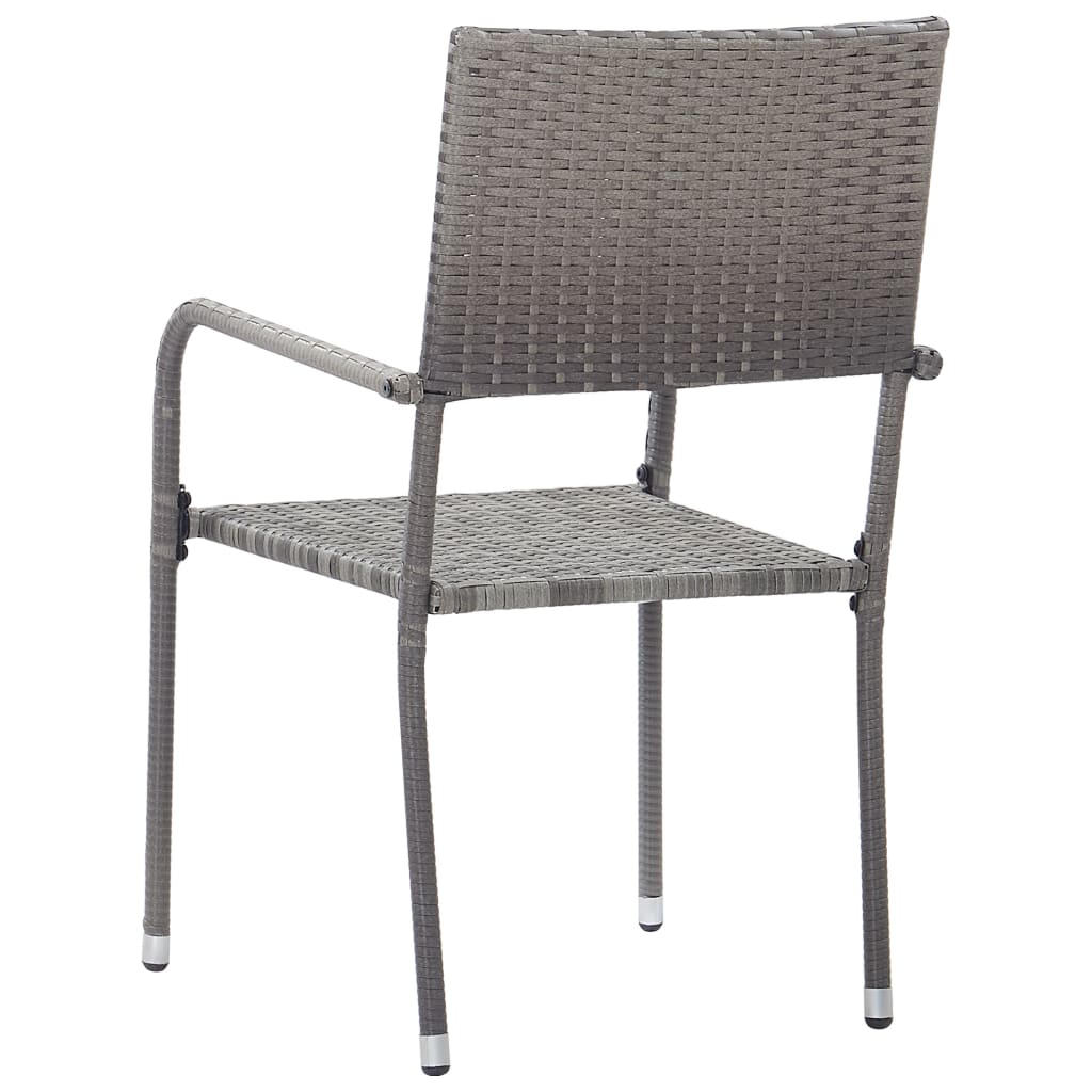 vidaXL Patio Dining Chairs 4 pcs Stackable Gray Poly Rattan-4