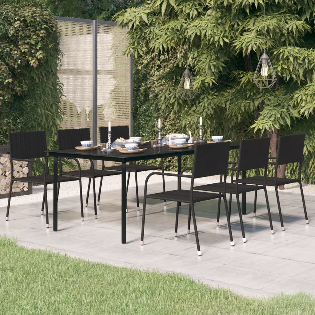 vidaXL Outdoor Dining Table Patio Table with Glass Top Garden Furniture Steel-5