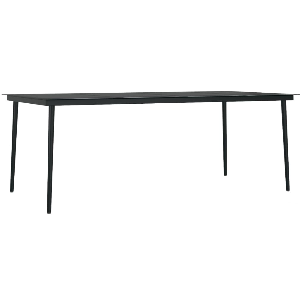 vidaXL Patio Dining Table Black 31.5"x31.5"x29.1" Steel and Glass-6