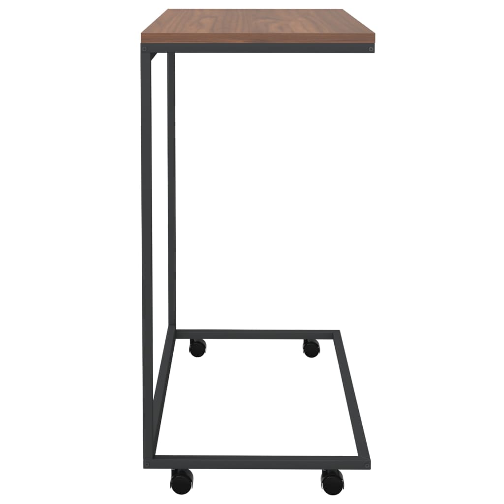 vidaXL Side Table with Wheels Black 21.7"x13.8"x27.6" Engineered Wood-3