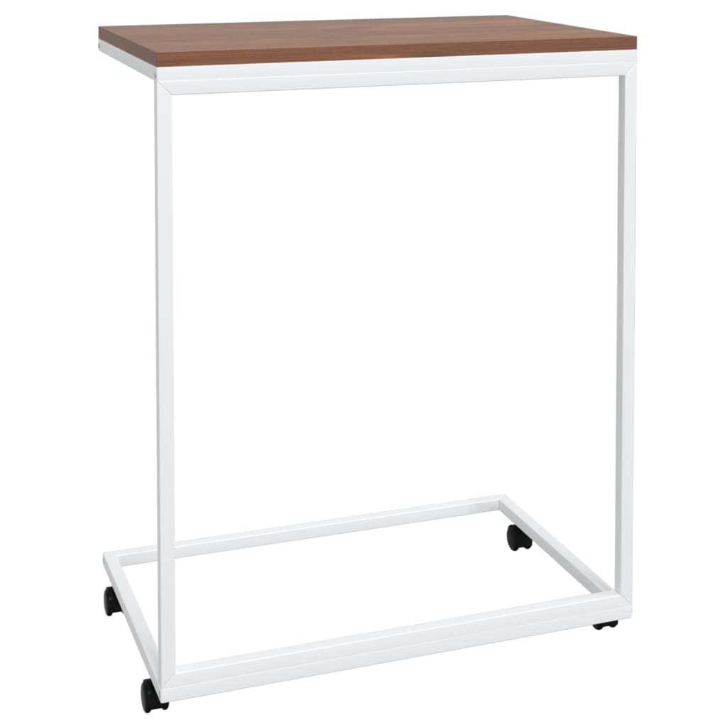 vidaXL Side Table with Wheels White 21.7"x13.8"x27.6" Engineered Wood-3