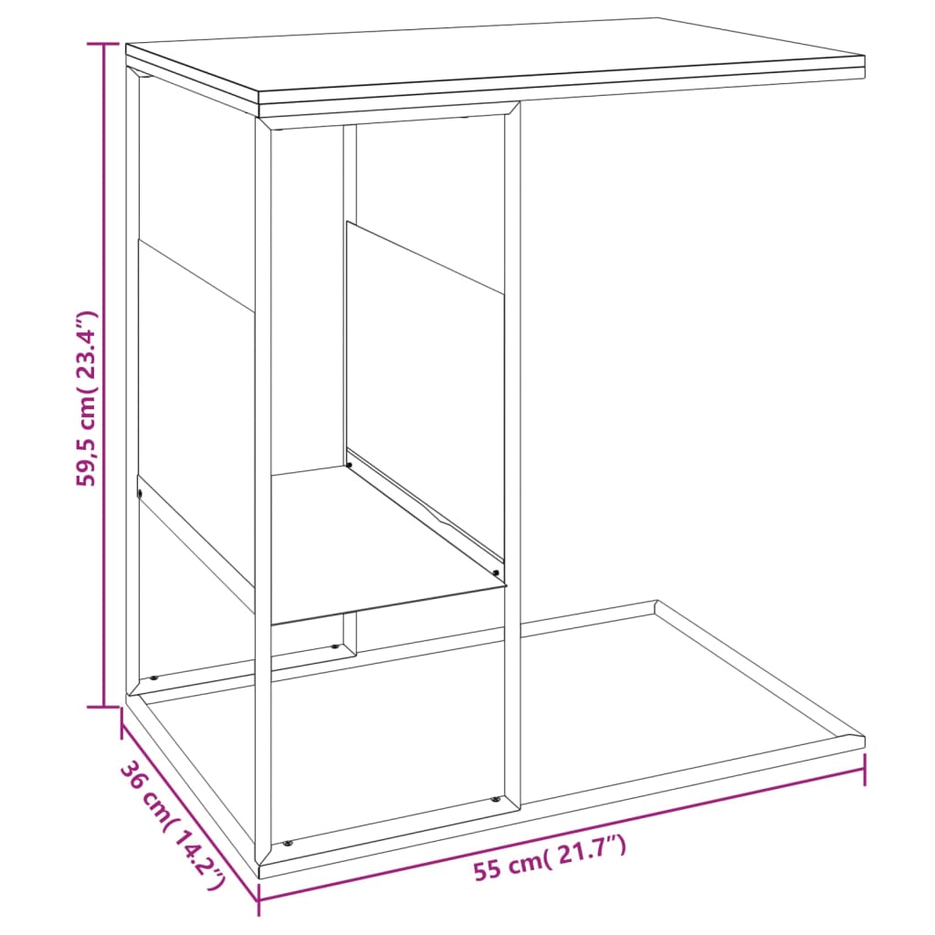 vidaXL Side Table Black 21.7"x14.2"x23.4" Engineered Wood-4