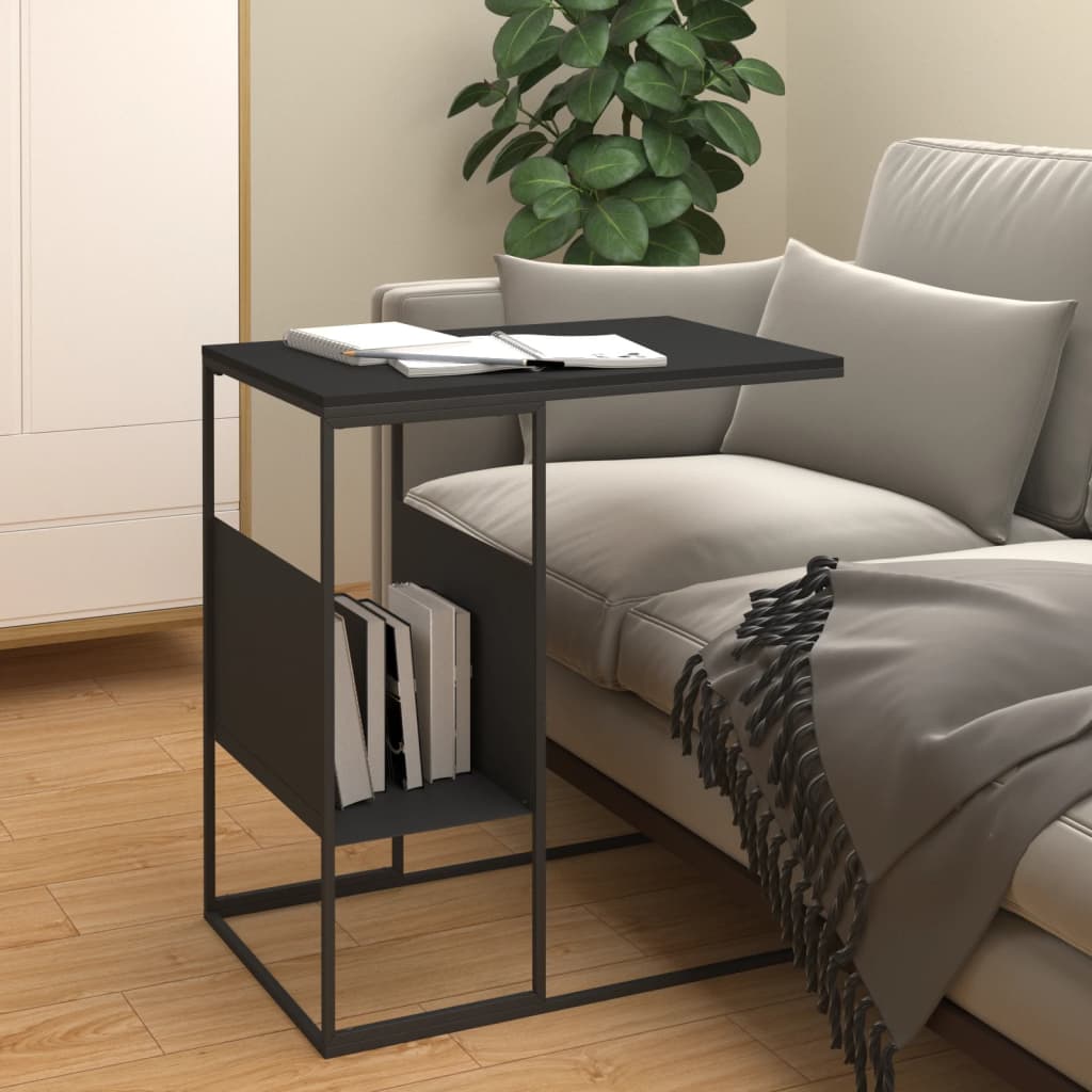 vidaXL Side Table Black 21.7"x14.2"x23.4" Engineered Wood-0