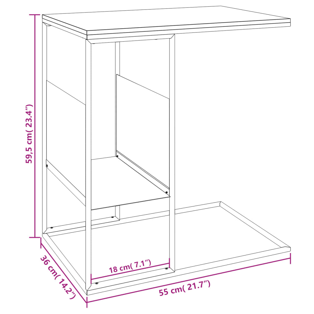 vidaXL Side Table White 21.7"x14.2"x23.4" Engineered Wood-1