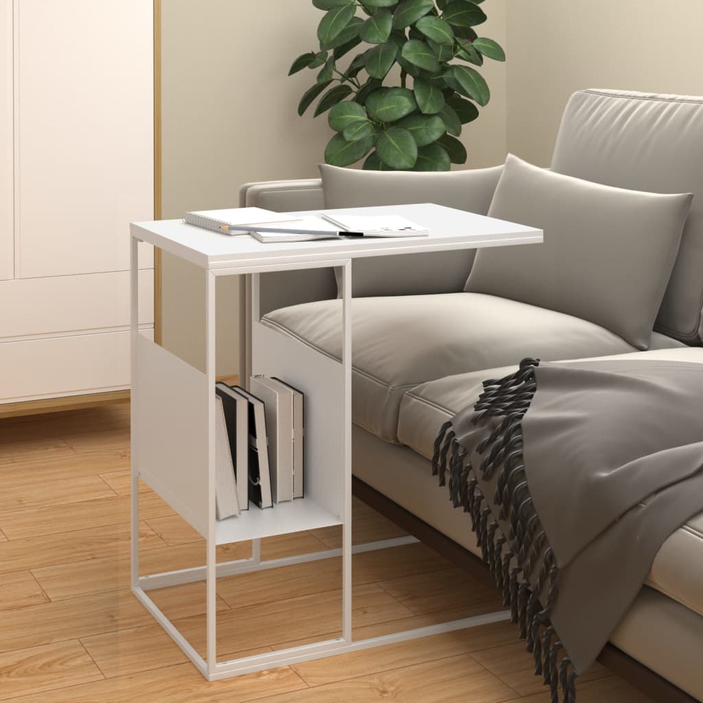 vidaXL Side Table White 21.7"x14.2"x23.4" Engineered Wood-4