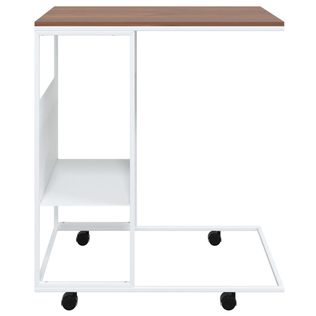 vidaXL Side Table with Wheels White 21.7"x14.2"x25" Engineered Wood-1