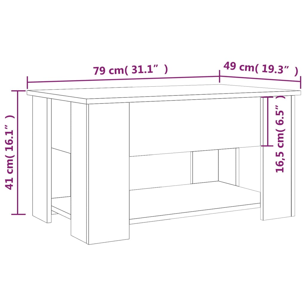 vidaXL Coffee Table Lift Top End Table Accent Side Sofa Table Engineered Wood-3