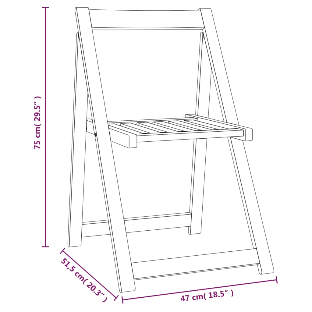 vidaXL Folding Chair Patio Furniture Wooden Dining Chair Solid Wood Acacia-18