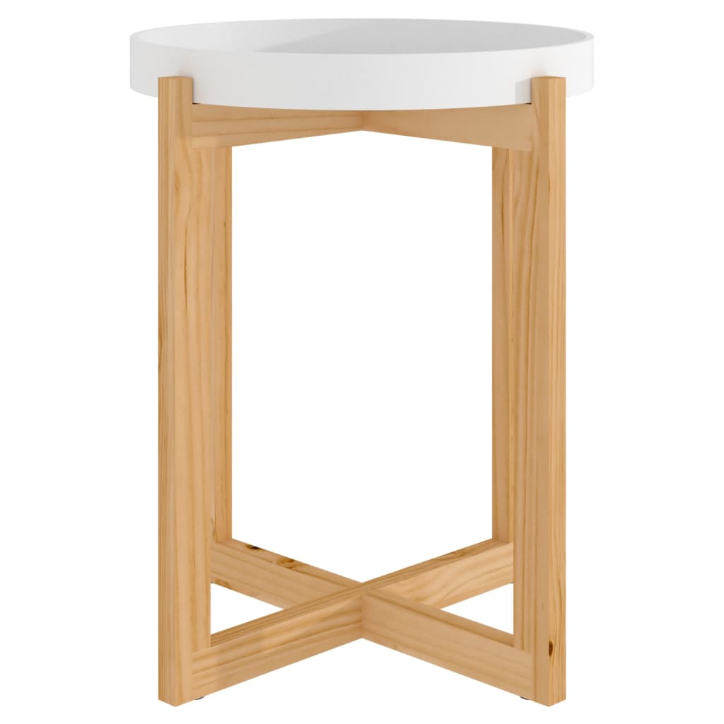 vidaXL Coffee Table Round End Table Sofa Table Engineered Wood Solid Wood Pine-8