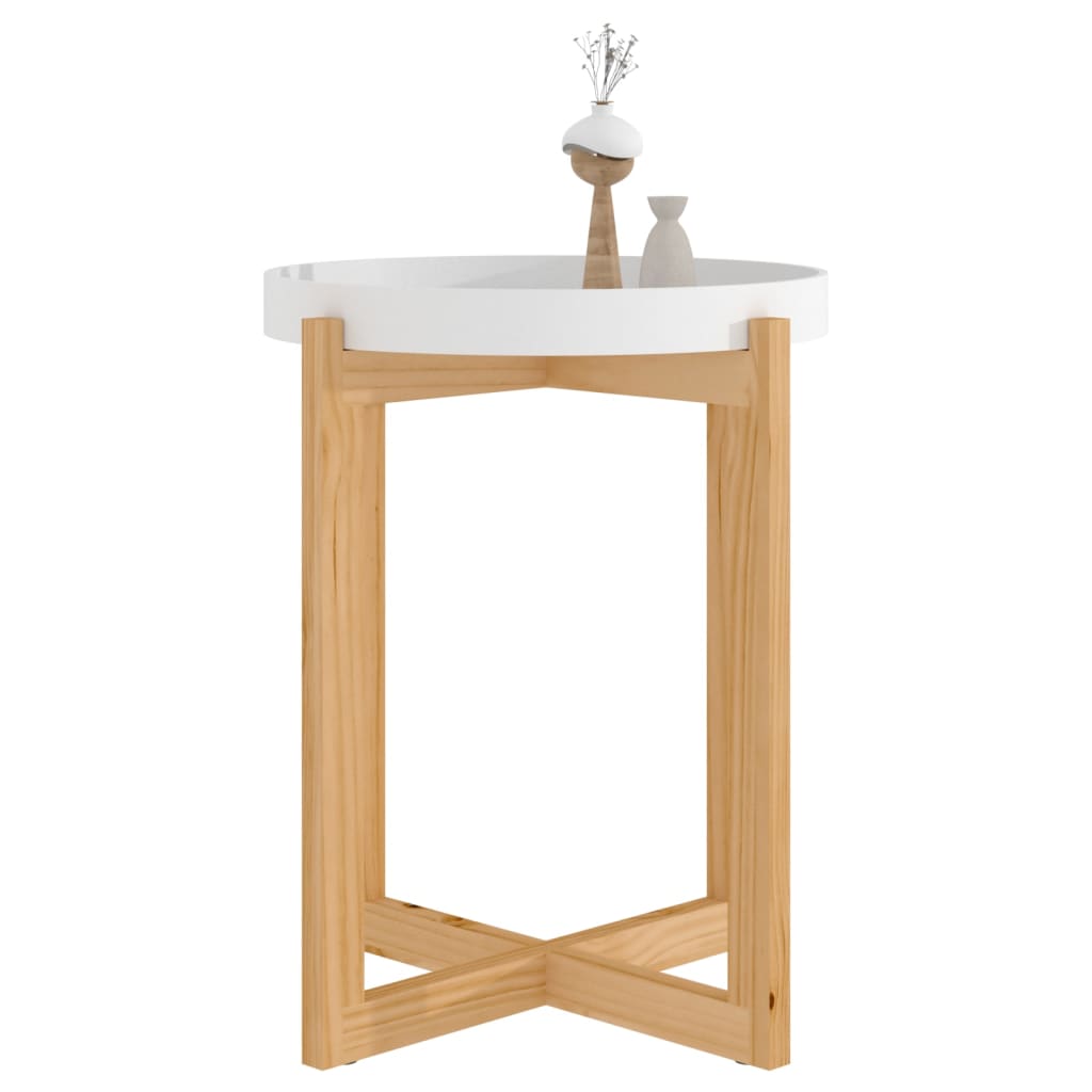 vidaXL Coffee Table Round End Table Sofa Table Engineered Wood Solid Wood Pine-13