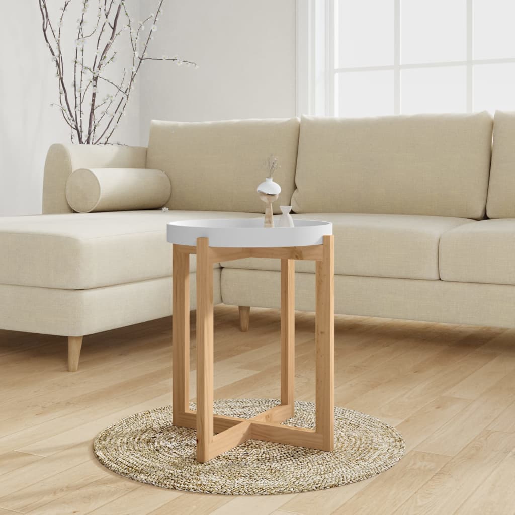vidaXL Coffee Table Round End Table Sofa Table Engineered Wood Solid Wood Pine-10