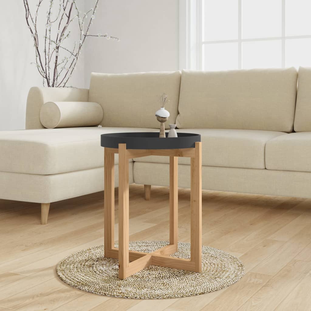 vidaXL Coffee Table Round End Table Sofa Table Engineered Wood Solid Wood Pine-2