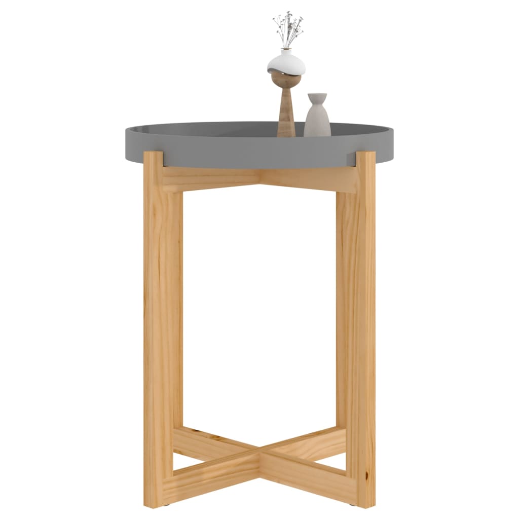 vidaXL Coffee Table Round End Table Sofa Table Engineered Wood Solid Wood Pine-3