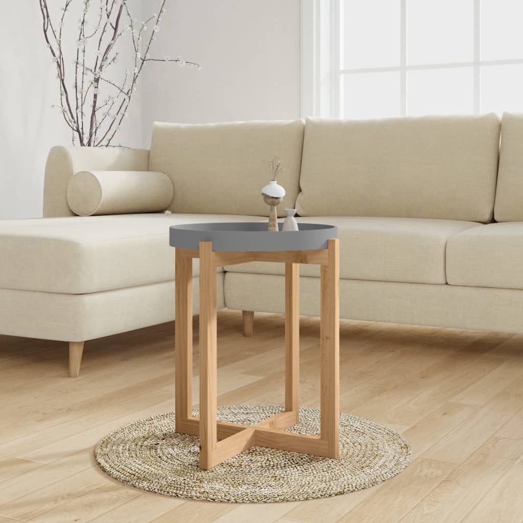 vidaXL Coffee Table Round End Table Sofa Table Engineered Wood Solid Wood Pine-6