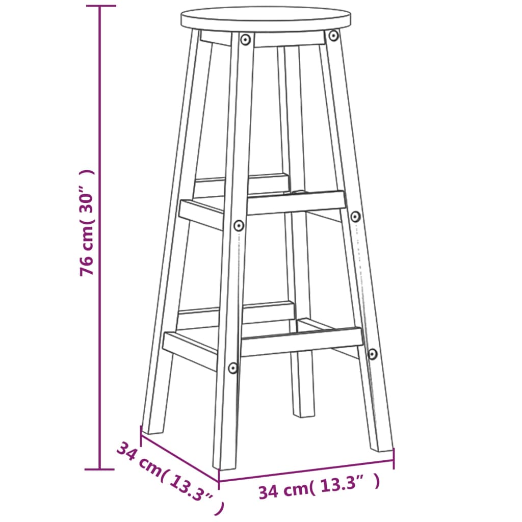 vidaXL Bar Stool Bar Seat Counter Height Stool for Pub Kitchen Solid Wood-4