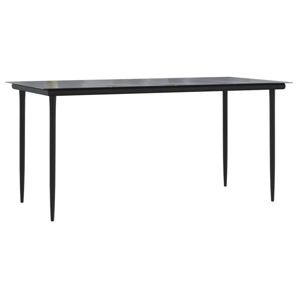 vidaXL Patio Dining Table Black 31.5"x31.5"x29.1" Steel and Glass-2