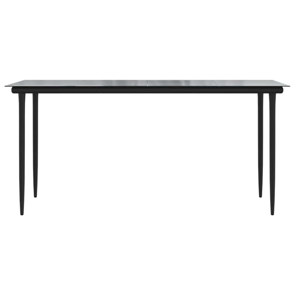 vidaXL Patio Dining Table Black 31.5"x31.5"x29.1" Steel and Glass-11