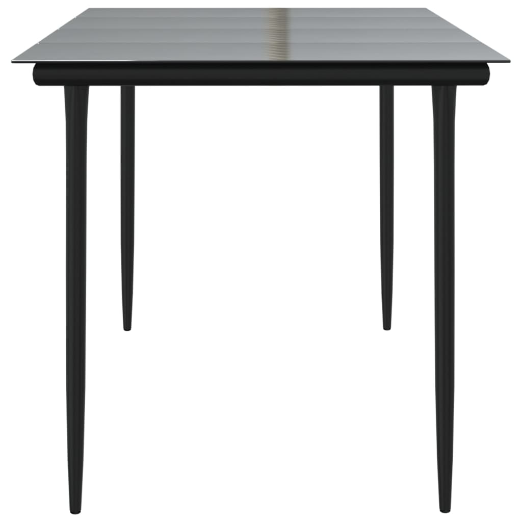 vidaXL Patio Dining Table Black 31.5"x31.5"x29.1" Steel and Glass-14