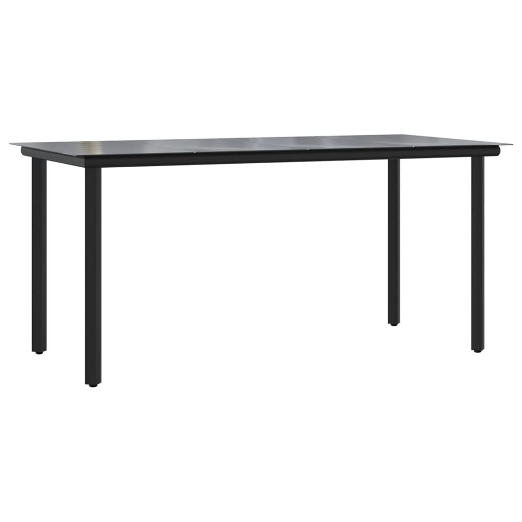 vidaXL Outdoor Dining Table Patio Table with Glass Top Garden Furniture Steel-23