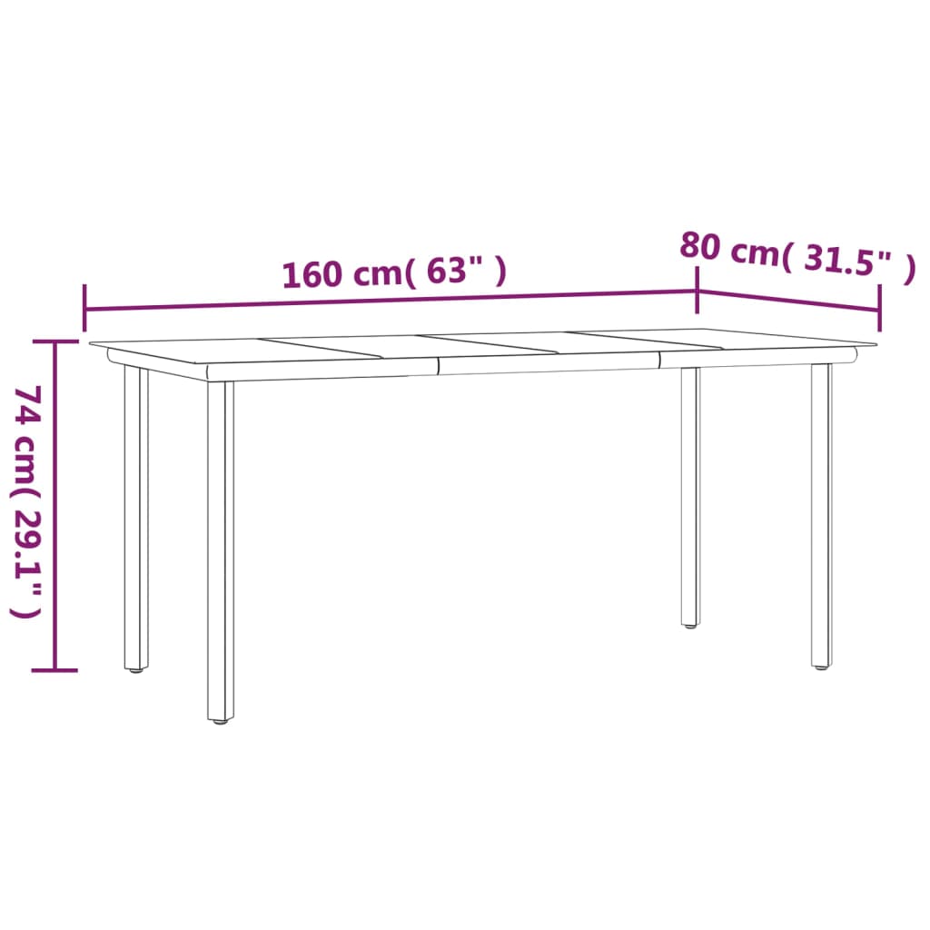 vidaXL Outdoor Dining Table Patio Table with Glass Top Garden Furniture Steel-3