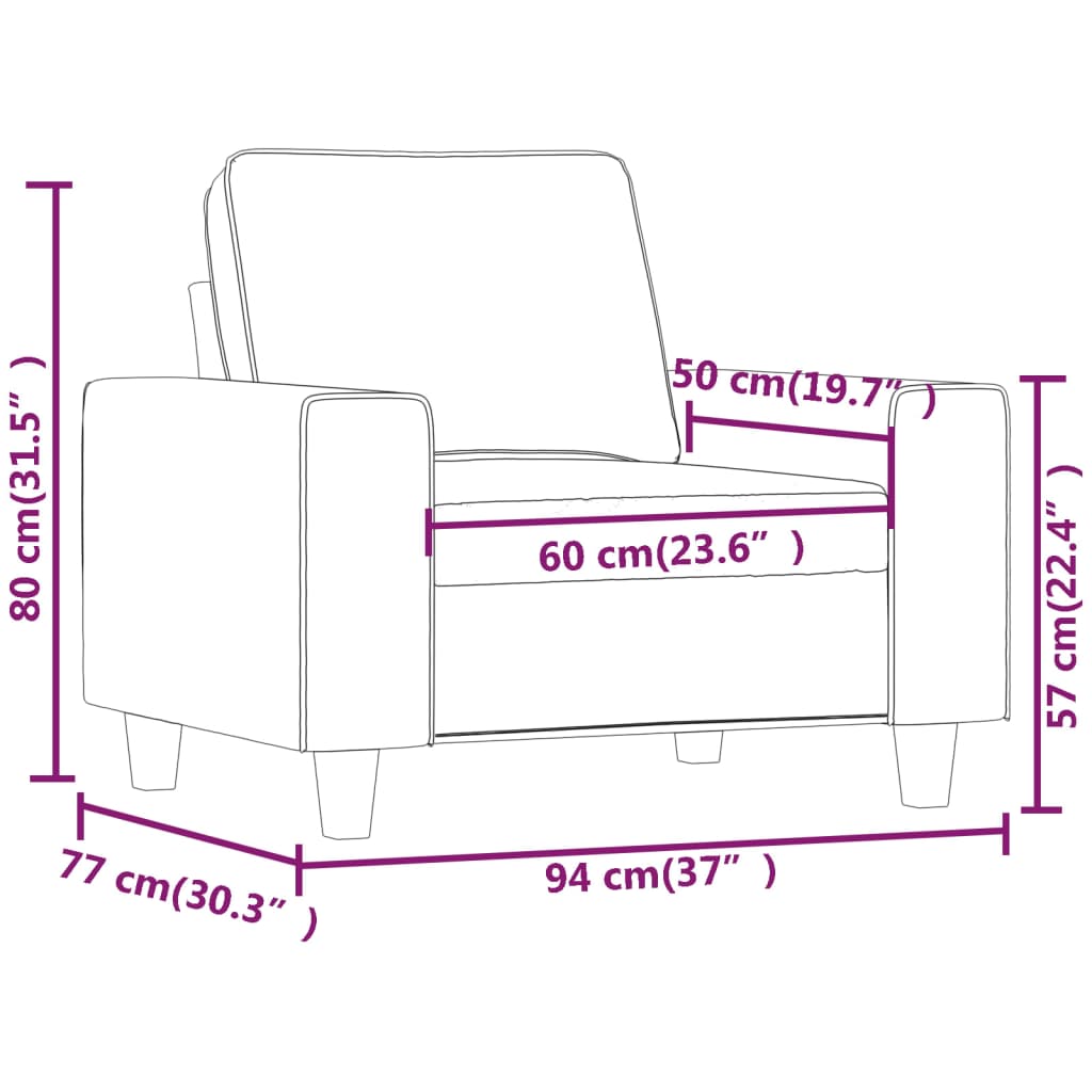 vidaXL Sofa Chair Accent Upholstered Chair for Living Room Microfiber Fabric-2