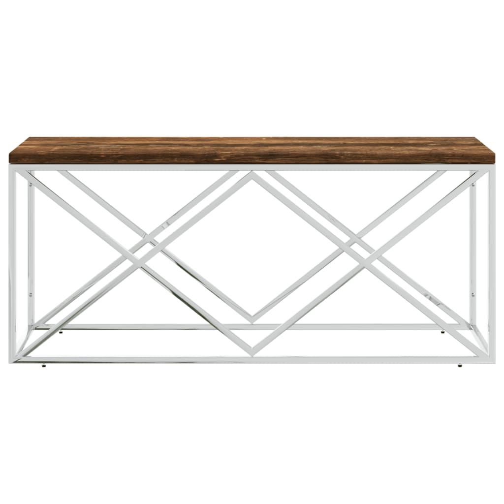 vidaXL Coffee Table Stainless Steel and Solid Wood Reclaimed-1