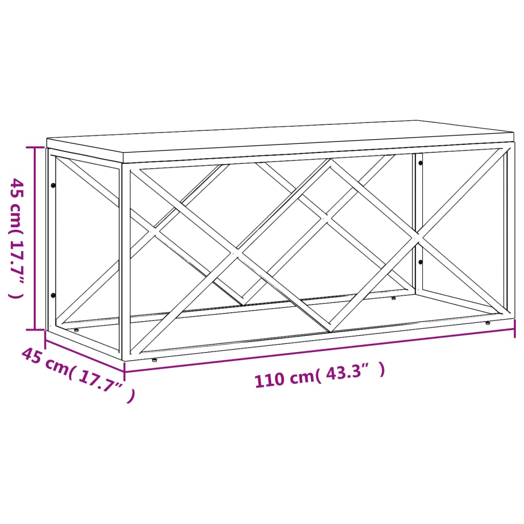 vidaXL Coffee Table Stainless Steel and Solid Wood Reclaimed-4