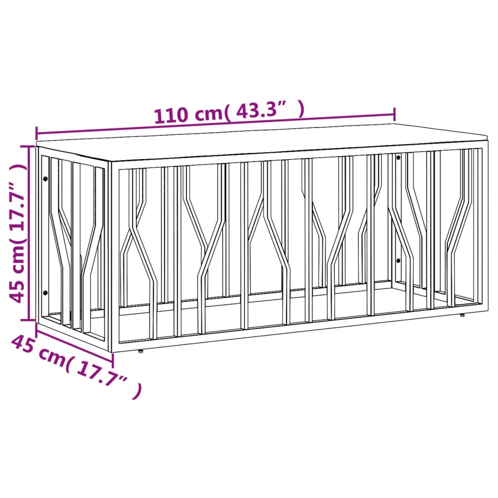 vidaXL Coffee Table Silver Stainless Steel and Solid Wood Acacia-4