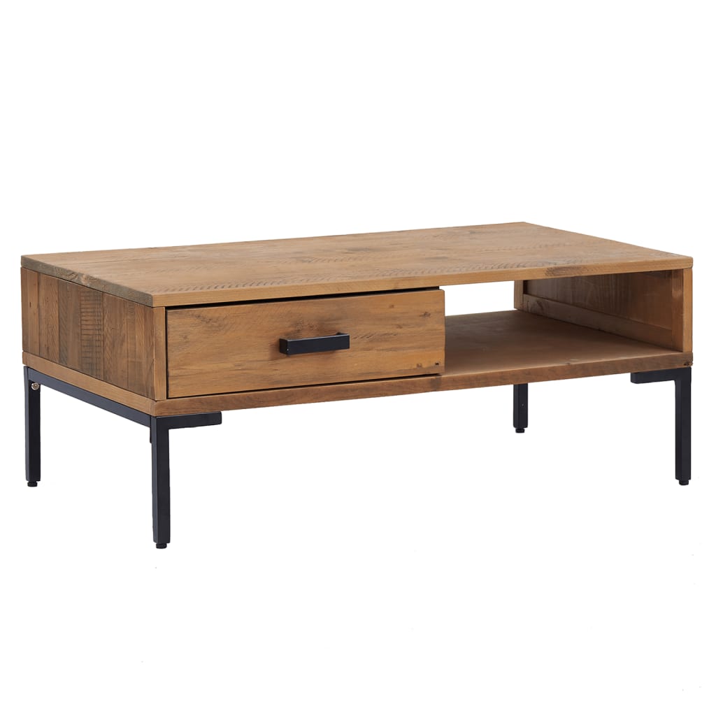vidaXL Coffee Table Rectangle Coffee Table with Storage Drawer Solid Wood Pine-5