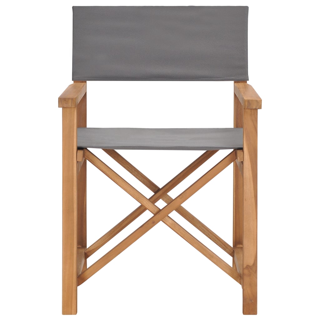vidaXL Director's Chairs 2 pcs Solid Teak Wood Gray-2