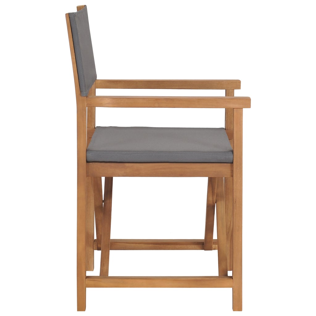 vidaXL Director's Chairs 2 pcs Solid Teak Wood Gray-3