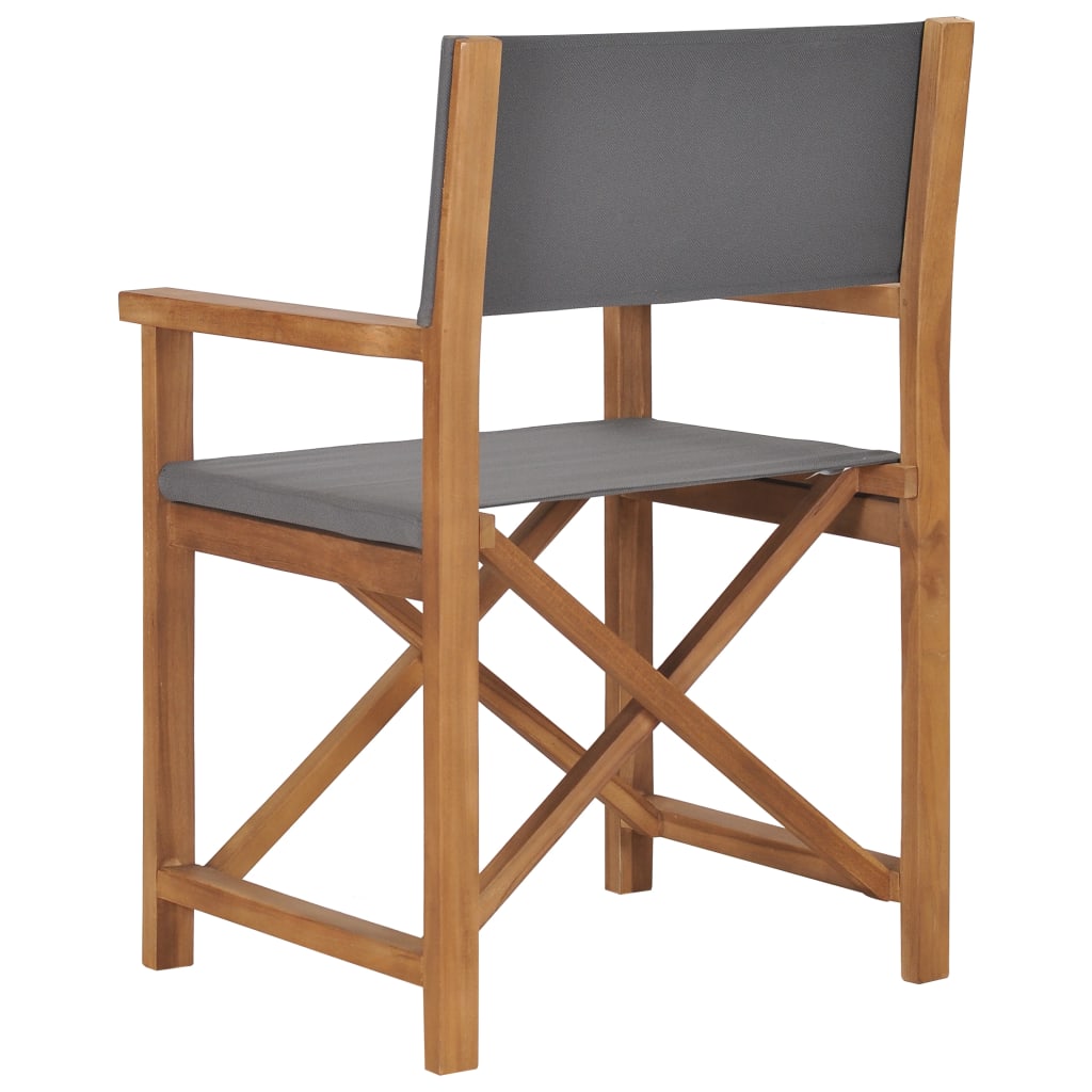 vidaXL Director's Chairs 2 pcs Solid Teak Wood Gray-4