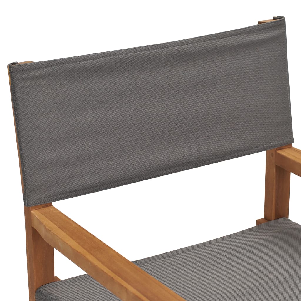 vidaXL Director's Chairs 2 pcs Solid Teak Wood Gray-5
