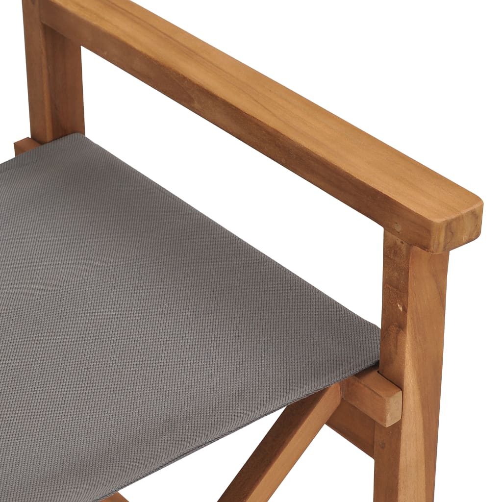 vidaXL Director's Chairs 2 pcs Solid Teak Wood Gray-6