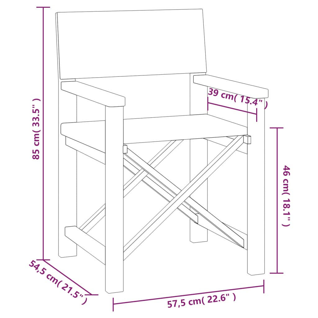 vidaXL Director's Chairs 2 pcs Solid Teak Wood Gray-7