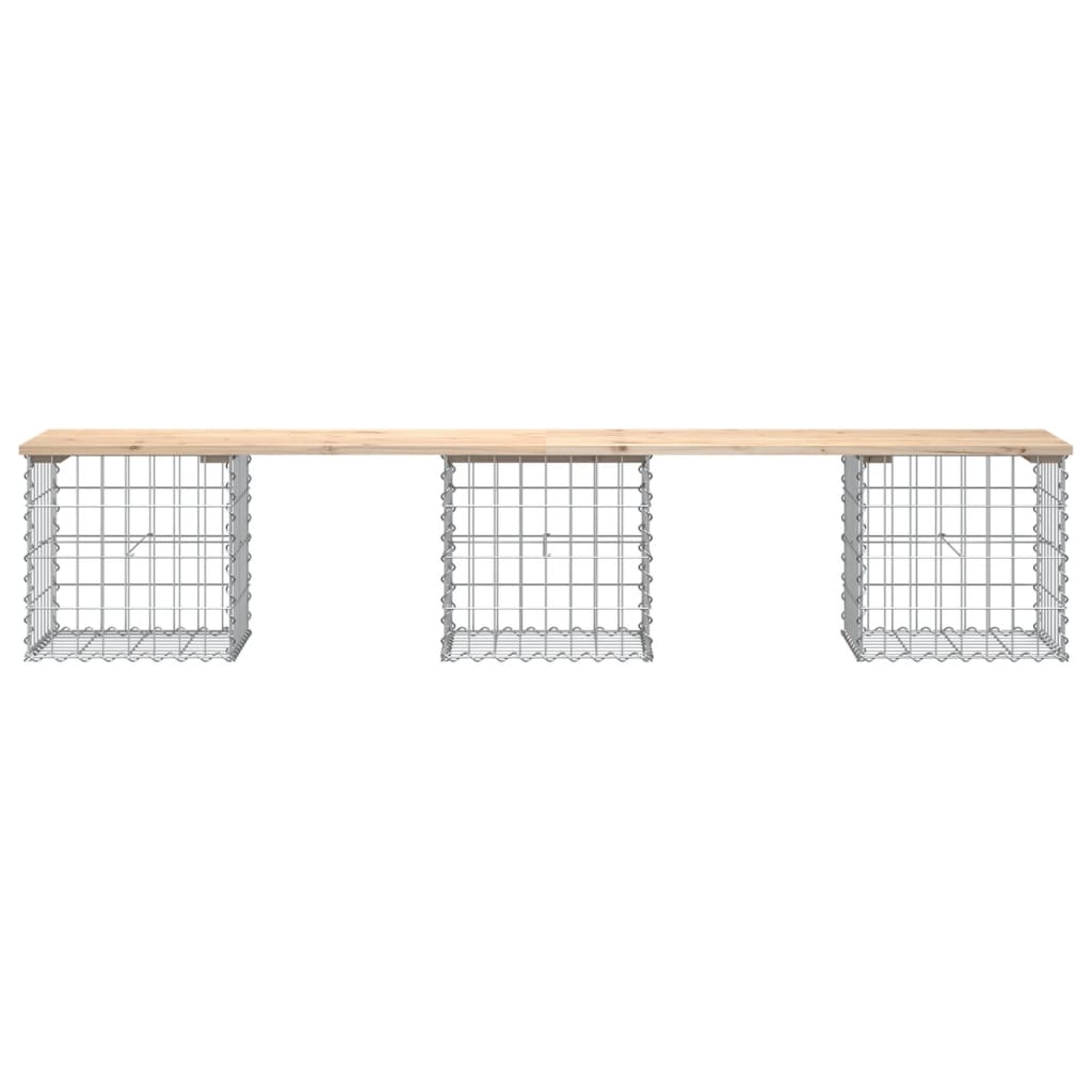 vidaXL Patio Bench Outdoor Park Bench Seating Gabion Design Solid Wood Pine-8