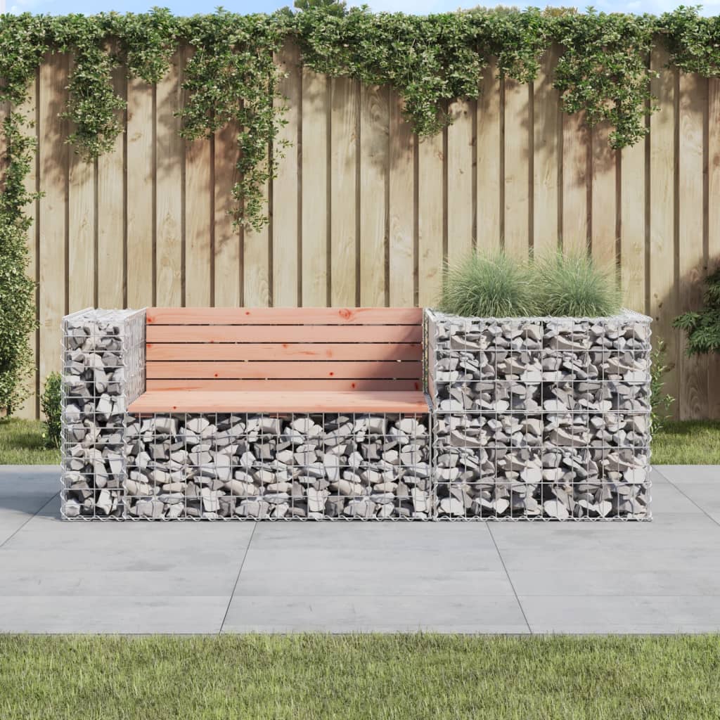 vidaXL Patio Bench with Gabion Basket Park Garden Outdoor Seating Solid Wood-5