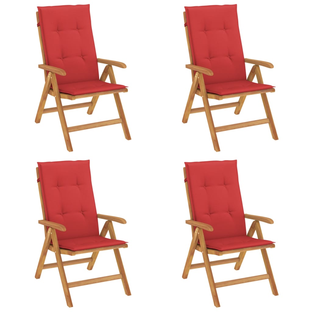 vidaXL Reclining Patio Chairs with Cushions Outdoor Furniture Solid Wood Teak-0