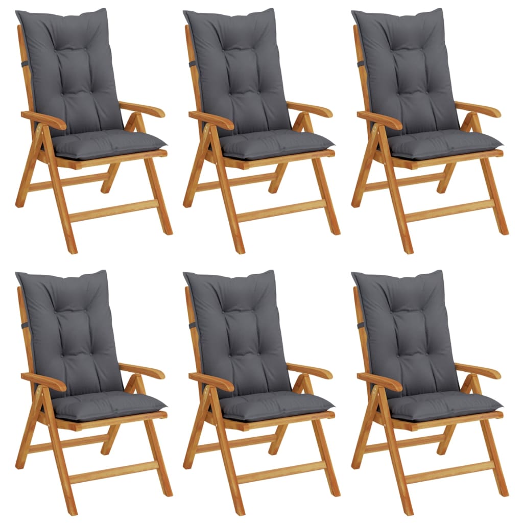 vidaXL Reclining Patio Chairs with Cushions Outdoor Furniture Solid Wood Teak-1