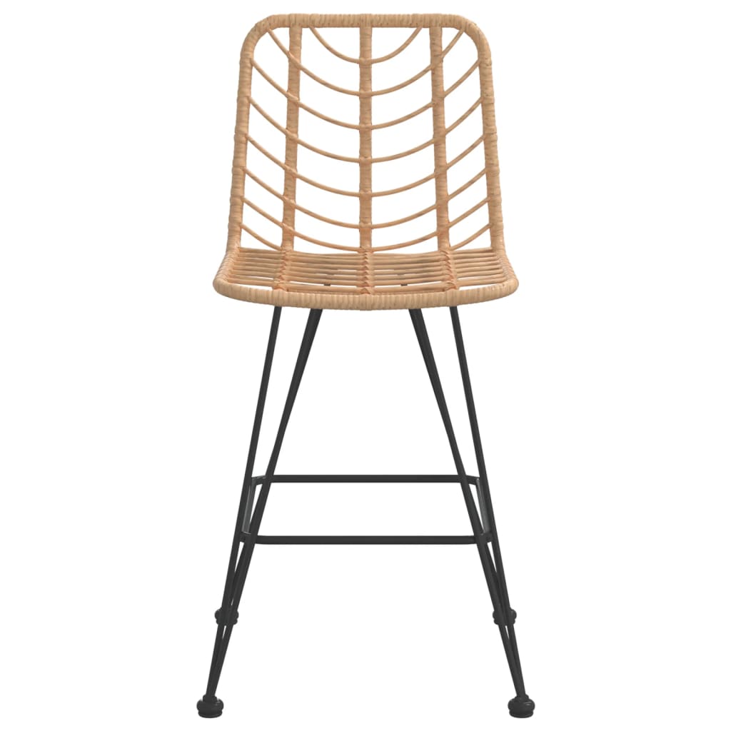 vidaXL Rattan Bar Stool 2 Pcs Stool with Back and Footrest PE Rattan and Steel-5