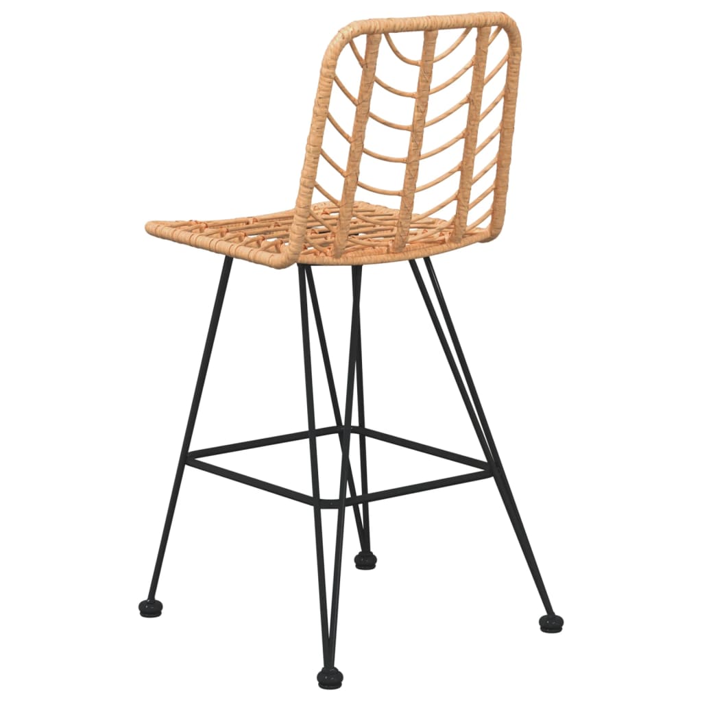 vidaXL Rattan Bar Stool 2 Pcs Stool with Back and Footrest PE Rattan and Steel-9