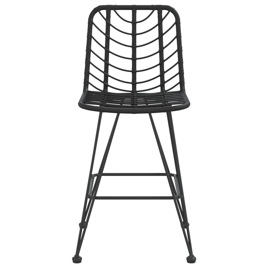 vidaXL Rattan Bar Stool 2 Pcs Stool with Back and Footrest PE Rattan and Steel-12