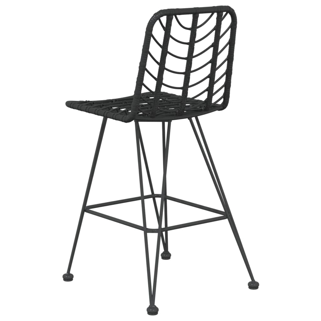 vidaXL Rattan Bar Stool 2 Pcs Stool with Back and Footrest PE Rattan and Steel-15