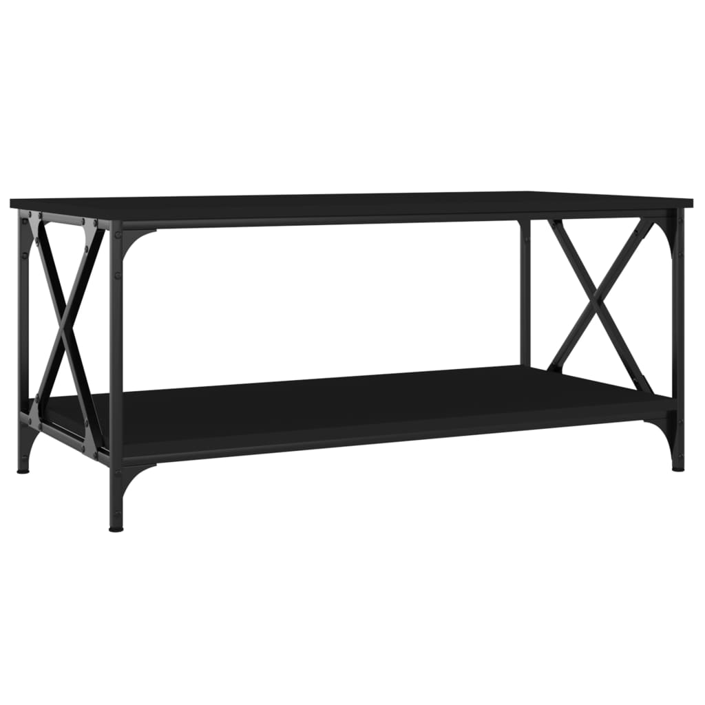 vidaXL Coffee Table Black 39.4"x19.7"x17.7" Engineered Wood and Iron-1