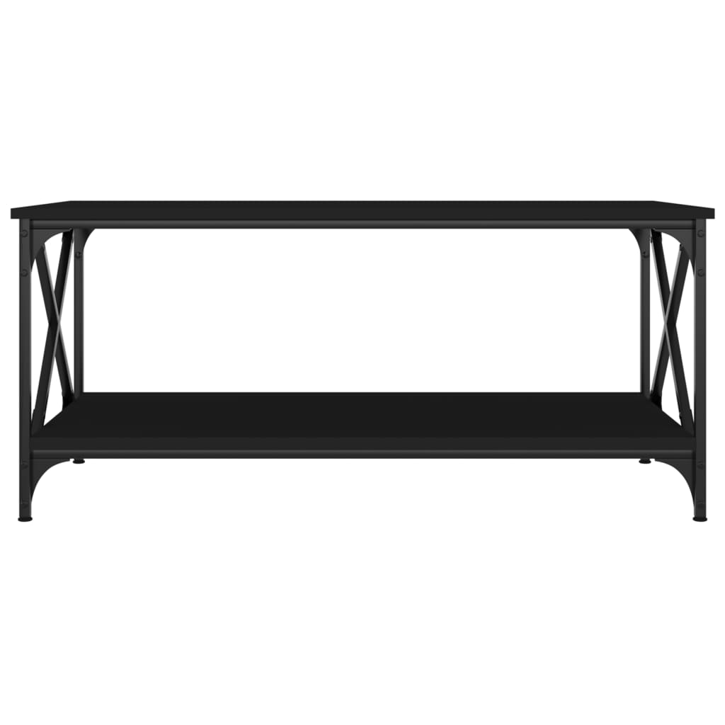 vidaXL Coffee Table Black 39.4"x19.7"x17.7" Engineered Wood and Iron-10