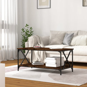vidaXL Coffee Table Black 39.4"x19.7"x17.7" Engineered Wood and Iron-0
