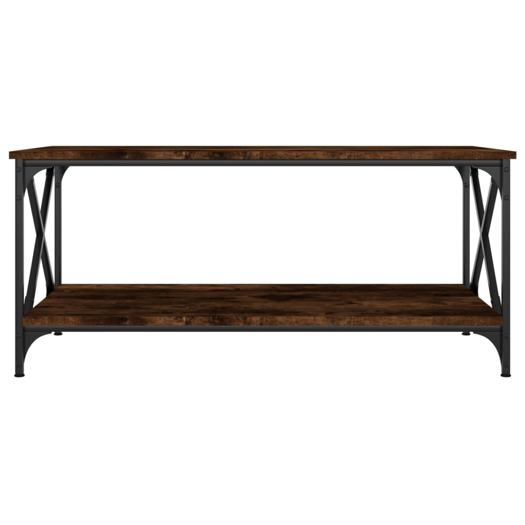 vidaXL Coffee Table Black 39.4"x19.7"x17.7" Engineered Wood and Iron-2